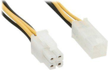 Kabllo zgjatuese InLine ATX/EPS 4-pin, 0.2m, e verdhë
