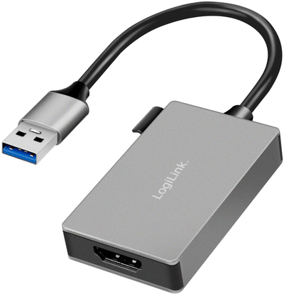 Adapter USB 3.0 LogiLink, USB A në HDMI, 1080p, 0.15 m, gri