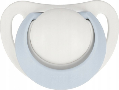Biberon qetësues NUK Soothing, silikon, 0-6m, set 2 copë, blu e bardhë me yje