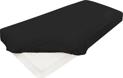 Çarçaf fitted sateni për dyshek, 160x200 cm, pambuk, i zi