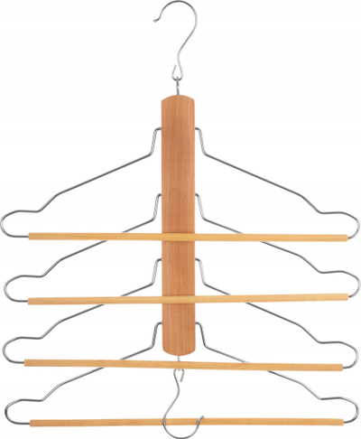 Varëse pantallonash 5five Wooden Trousers Hanger, set 4 copë, dru ahu, metalike, ngjyrë natyrale