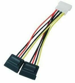 Kabllo furnizimi SATA Molex 5.25", 2x SATA 15pin, 15cm, shumëngjyrësh