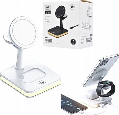 Karikues wireless magnetik Kaku Economy, 30W, 3 në 1, i bardhë