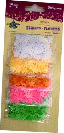 Sequins Titanum 10mm lule të thjeshta 5 ngjyra