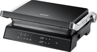 Grill elektrik Severin SEVINI Comfort KG2399, me kapak shtypës, i zi argjendtë