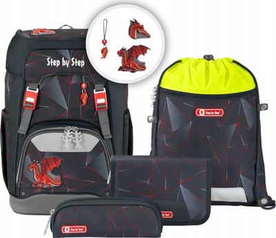 Set çanta shkolle Step by Step Dragon Drako, 5 pjesë, klasë GRADE, shumëngjyrëshe
