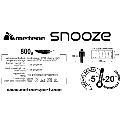 Çantë fjetjeje Meteor Snooze Jr 81146, 180x75cm, verore, blu