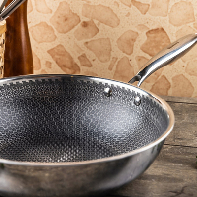 Tigan wok Klausberg KB-9024, 28cm, çelik inox, ngjyrë çeliku