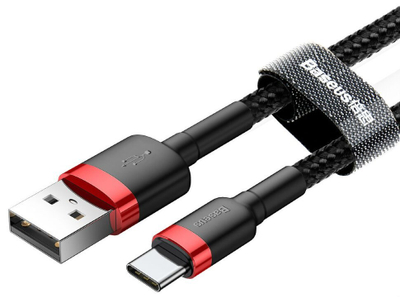 Kabllo USB Baseus Cafule USB A në USB C, 2m, e zezë kuqe