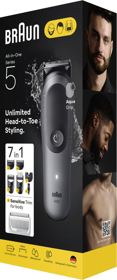 Set për prerje Braun All in One Series 5 AIO5520, 7 në 1, i papërshkueshëm nga uji, i zi