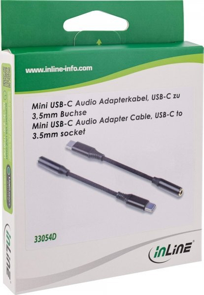 Adaptor audio InLine, USB-C në 3.5mm, me kabllo, i bardhë