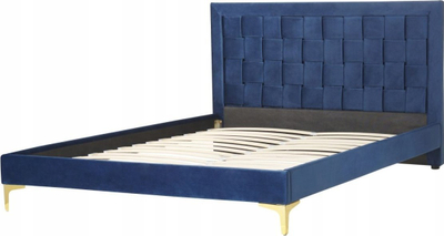 Shtrat dopio Beliani Limoux, 140 x 200 cm, kadife, blu navy