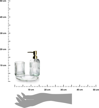 Сет за бања BathLAB MONDEX Ari, 3 делови, стакло, златни детали