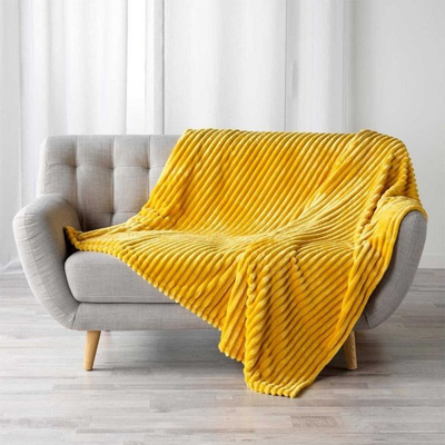 Batanije flanelle Douceur d'Intérieur Kalie, 125x150 cm, e verdhë