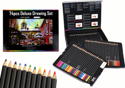 Set lapsa me ngjyra Leantoys XXL Crayons, 74 pjesë, për fëmijë, shumëngjyrësh