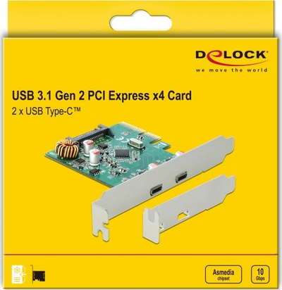 Kartë zgjeruese DeLOCK 90397, PCIe x4, 2x USB Type C, jeshile