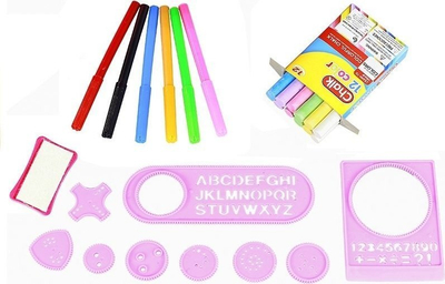 Tabla dyanshme për fëmijë LEAN Toys, për shkumësa dhe markera, me aksesorë, rozë