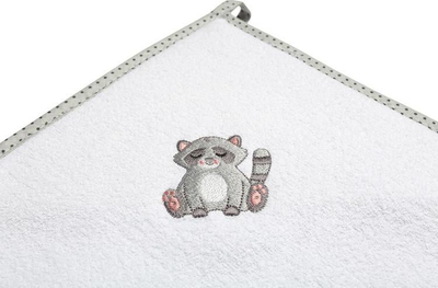 Peshqir me kapuç për bebe Sensillo Terry Raccoon, 100x100cm, gri