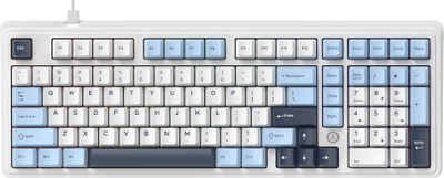 Tastierë mekanike AJAZZ AK980, me kabllo USB, ndriçim RGB, e bardhë me blu