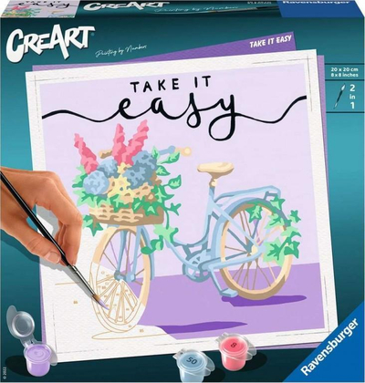 Set pikture me numra Ravensburger CreArt Take It Easy, 20x20cm, për të rritur, shumëngjyrësh