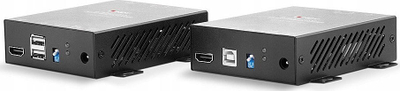 Ekstender HDMI Lindy 4K60 me fibër optike, 300m, USB KVM, i zi