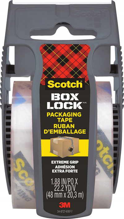 Shirit ngjitës paketimi Scotch Box Lock 195, 1-15/16", 22-1/4 yd, transparent