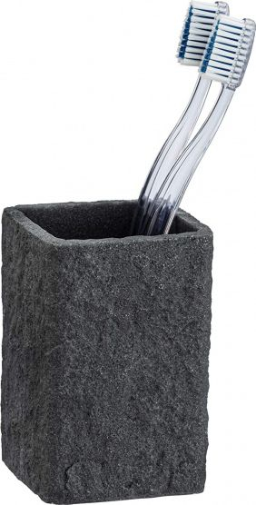 Mbajtës furçash dhëmbësh Wenko Villata Single Tumbler, resinë poliestre, i zi