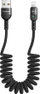 Kabllo karikimi MCDODO Nylon Coil, USB Lightning, 1.8m, me LED, e zezë