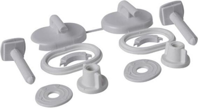 Set fiksuesish kapaku WC Merida Delfi K99-0004, plastik, i bardhë