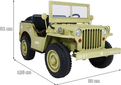 Makina elektrike për kalamaj Baby Active Retro Military Vehicle 4x4, me drita që punojnë, ngjyrë rëre