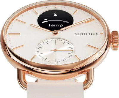Хибриден смарт часовник Withings ScanWatch 2, 38mm, ЕКГ и мерење температура, розе голд