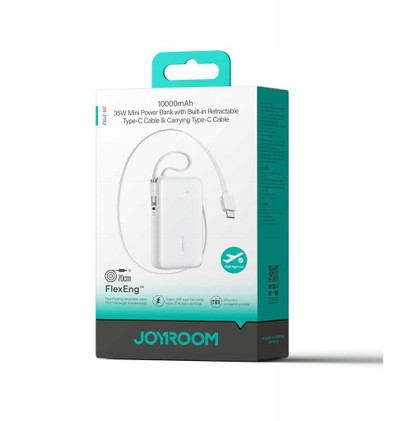 Powerbank Joyroom JR-PR2, 10000mAh, 35W, me kabllo USB-C dhe Lightning, i bardhë
