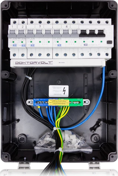 Дистрибутивен панел за градилиште Doktorvolt TD-S/FI, 32A, 4x230V, бел