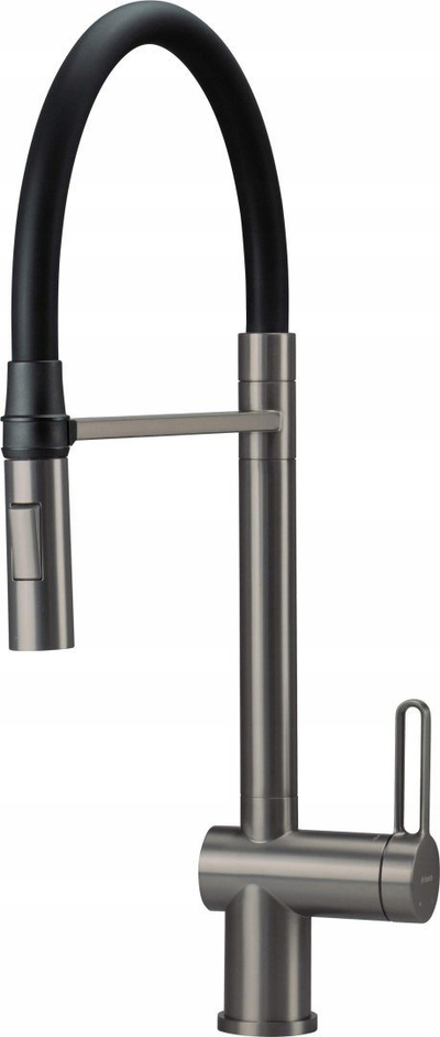 Rubinet kuzhine Deante BRM_D72M, pipë fleksibël, çelik inox, titan i errët