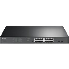 Мрежен свич TP-LINK TL-SG1218MPE, 18 гигабитски порти, 16 PoE+ порти, црн
