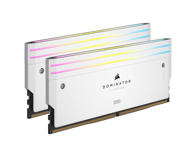 RAM CORSAIR Dominator Titanium CMP64GX5M2B6400C32W, 64GB DDR5 6400MHz, për kompjuter fiks, e bardhë