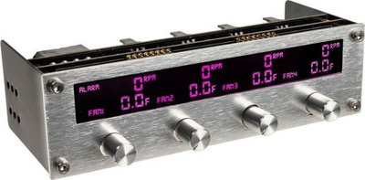 Kontrollues ventilatorësh Lamptron FC6 Sync, 4 kanale, sensorë temperature, argjend