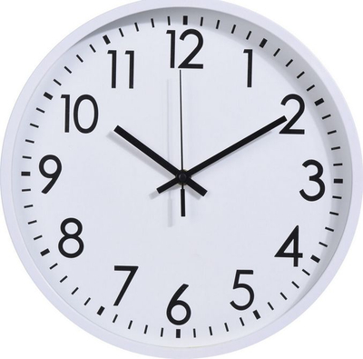 Orë muri KMTP, e rrumbullakët, 30 cm, e bardhë