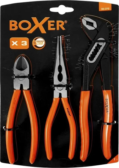 Set pinca Boxer 32.072, 3 copë, çelik CrV, doreza portokalli