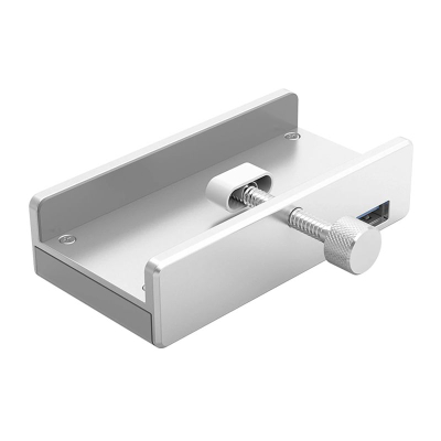 Hub USB Orico MH4PU, 4 porta USB A 3.0, me kapëse tavoline, ngjyrë argjendtë