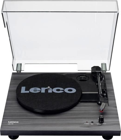 Грамофон Lenco LS-10BK, со вградени звучници, 33 45 rpm, црн