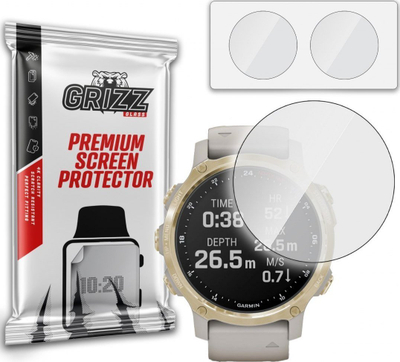 Xham mbrojtës hibrid GrizzGlass për Garmin Descent Mk2s, set 2 copë, transparent