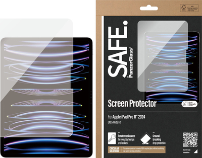 Mbrojtës ekrani PanzerGlass SAFE, për iPad Pro 11" 2024, xham i fortë, shumë i kthjellët