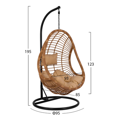 Karrige e varur Nest me shportë dhe jastëkë Ø95x195cm (HM5541.01), bezhë
