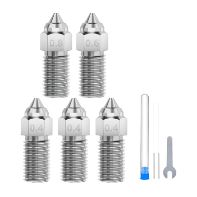 Set gryka 3D printeri Elegoo Neptune 4, 0.4/0.6/0.8 mm, çelik i fortësuar, ngjyrë metalike