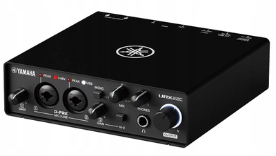 Interfaci audio Yamaha URX22C, USB 3.0, 2 hyrje MIC LINE, i zi