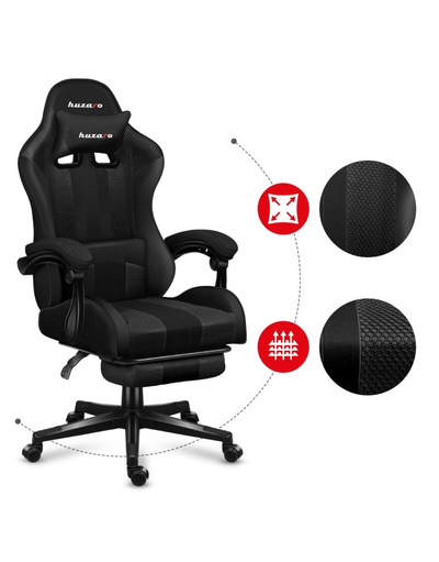 Karrige lojërash Huzaro Force 4.7 Carbon Mesh, e zezë