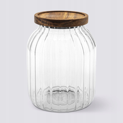 Vazo kuzhine 5five Harmony, 2L, xham borosilikat, kapak dru akacie
