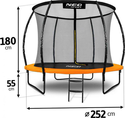 Trampolinë kopshti Neo Sport, 180 x 252 cm, e zezë / portokalli
