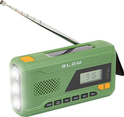 Radio portabël Blow, FM AM, Bluetooth edhe power bank, jeshile